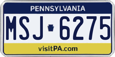 PA license plate MSJ6275