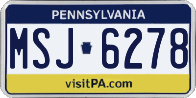 PA license plate MSJ6278