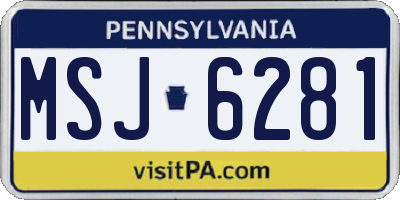 PA license plate MSJ6281