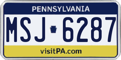 PA license plate MSJ6287