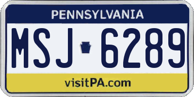 PA license plate MSJ6289