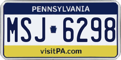 PA license plate MSJ6298