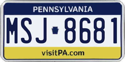PA license plate MSJ8681
