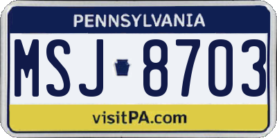 PA license plate MSJ8703