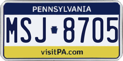 PA license plate MSJ8705