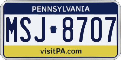 PA license plate MSJ8707