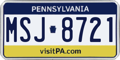 PA license plate MSJ8721