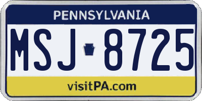 PA license plate MSJ8725