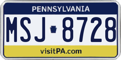 PA license plate MSJ8728