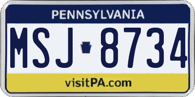 PA license plate MSJ8734
