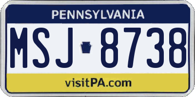 PA license plate MSJ8738