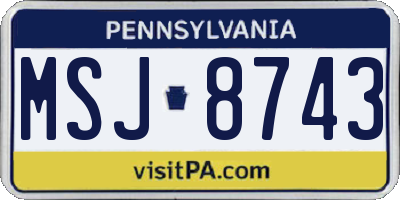 PA license plate MSJ8743