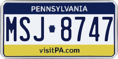 PA license plate MSJ8747