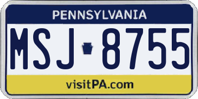 PA license plate MSJ8755