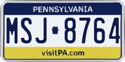 PA license plate MSJ8764