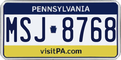 PA license plate MSJ8768