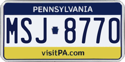 PA license plate MSJ8770