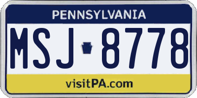 PA license plate MSJ8778