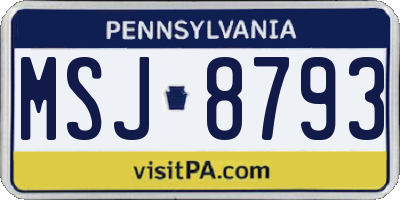 PA license plate MSJ8793