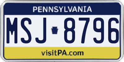 PA license plate MSJ8796