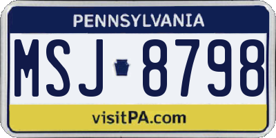 PA license plate MSJ8798