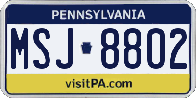 PA license plate MSJ8802