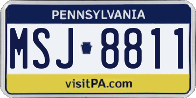 PA license plate MSJ8811