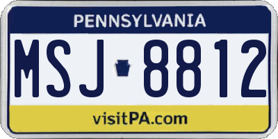 PA license plate MSJ8812