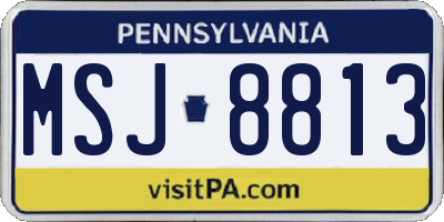 PA license plate MSJ8813