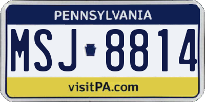 PA license plate MSJ8814
