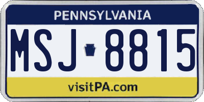 PA license plate MSJ8815