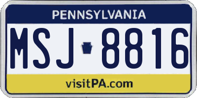 PA license plate MSJ8816