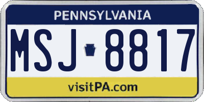 PA license plate MSJ8817