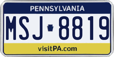 PA license plate MSJ8819