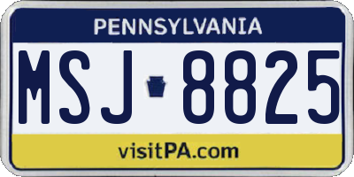 PA license plate MSJ8825