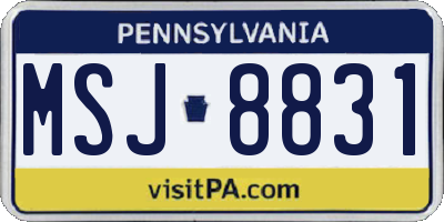 PA license plate MSJ8831