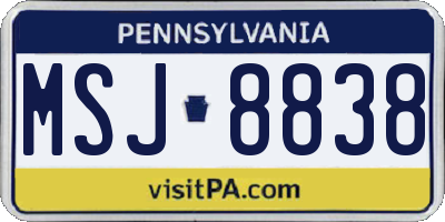 PA license plate MSJ8838