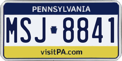 PA license plate MSJ8841