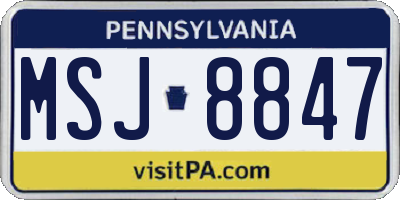 PA license plate MSJ8847