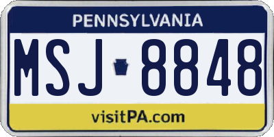PA license plate MSJ8848