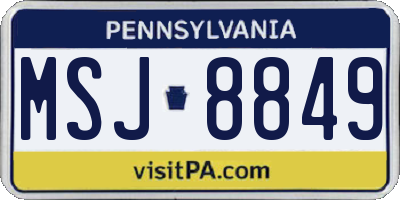 PA license plate MSJ8849