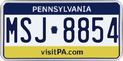PA license plate MSJ8854