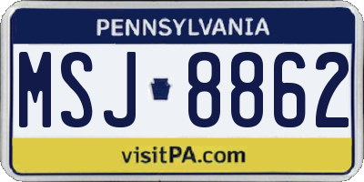 PA license plate MSJ8862