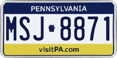 PA license plate MSJ8871