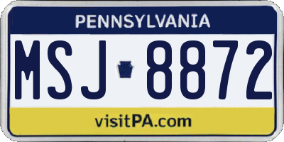 PA license plate MSJ8872