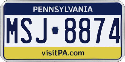 PA license plate MSJ8874