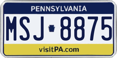 PA license plate MSJ8875