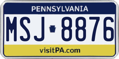 PA license plate MSJ8876