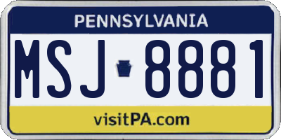 PA license plate MSJ8881
