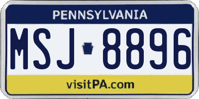 PA license plate MSJ8896